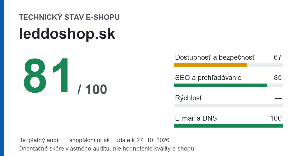 Zdieľacia karta: technický stav leddoshop.sk 81 z 100