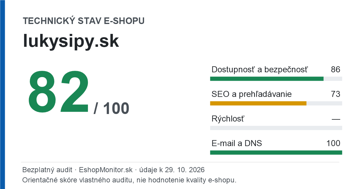 Zdieľacia karta: technický stav lukysipy.sk 82 z 100