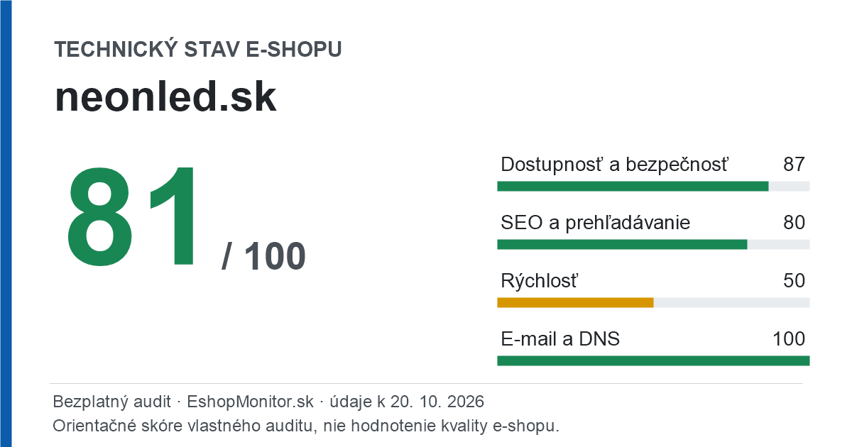 Zdieľacia karta: technický stav neonled.sk 81 z 100