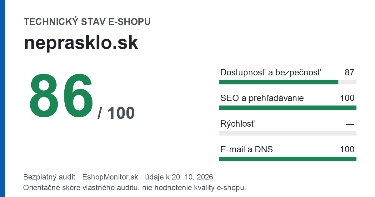 Zdieľacia karta: technický stav neprasklo.sk 86 z 100