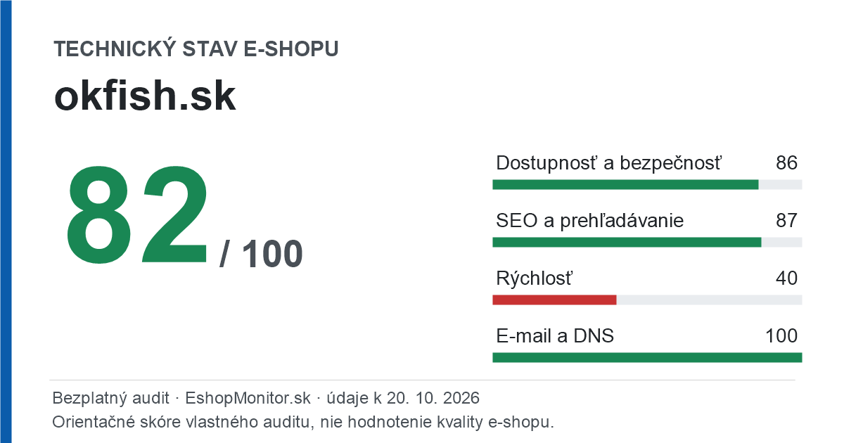 Zdieľacia karta: technický stav okfish.sk 82 z 100