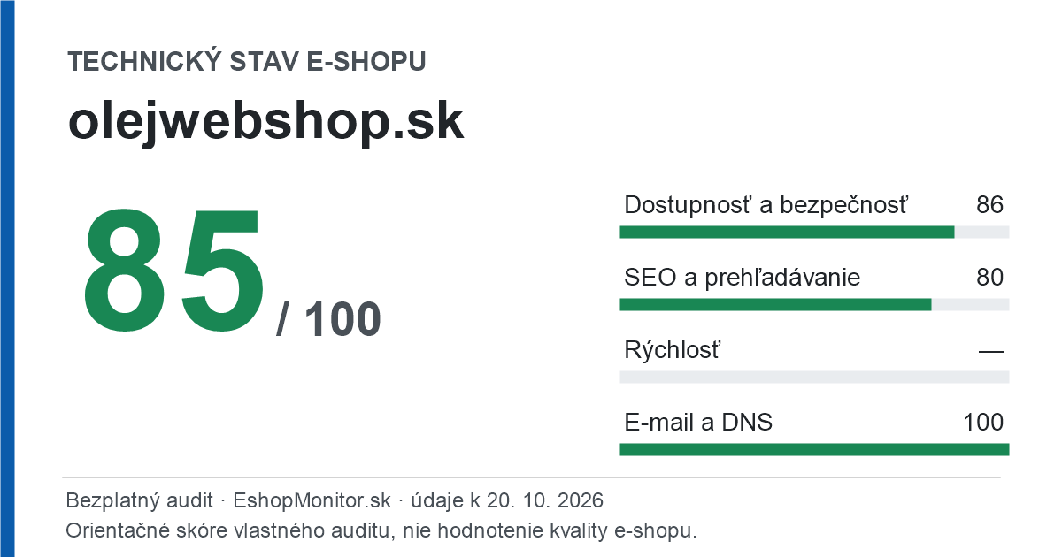 Zdieľacia karta: technický stav olejwebshop.sk 85 z 100
