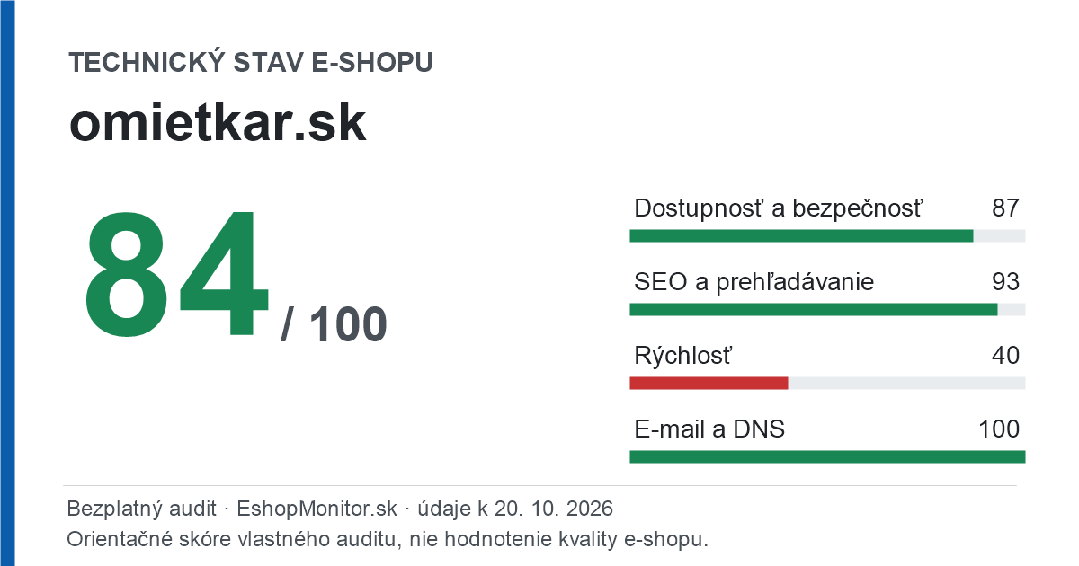 Zdieľacia karta: technický stav omietkar.sk 84 z 100