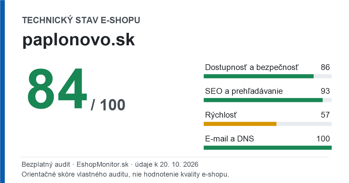 Zdieľacia karta: technický stav paplonovo.sk 84 z 100