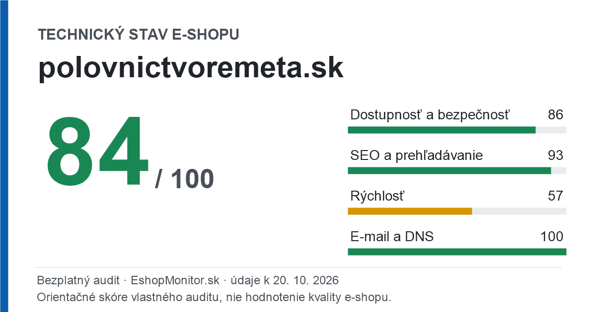 Zdieľacia karta: technický stav polovnictvoremeta.sk 84 z 100