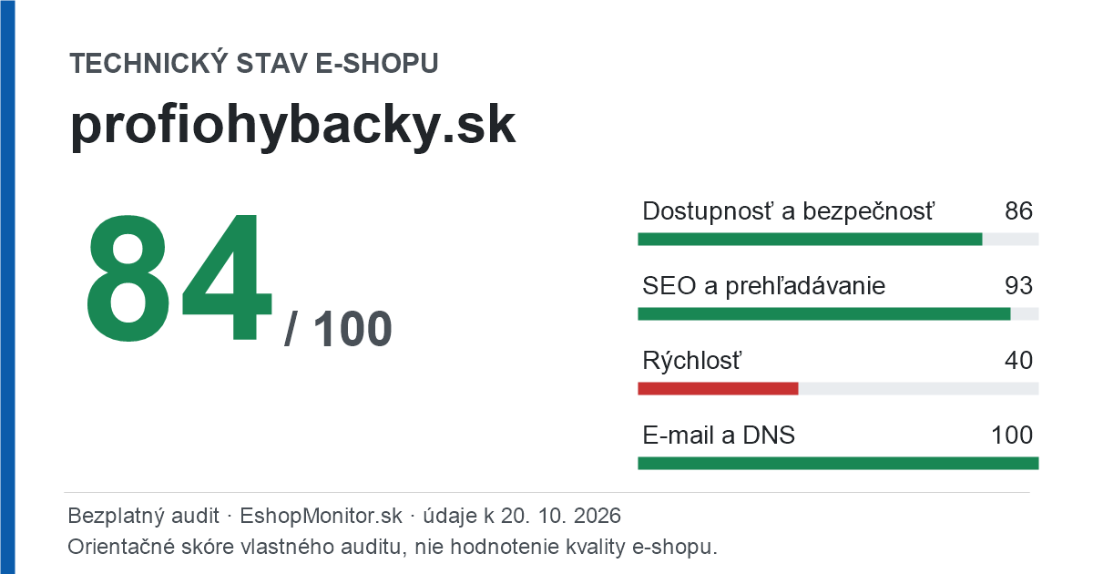 Zdieľacia karta: technický stav profiohybacky.sk 84 z 100
