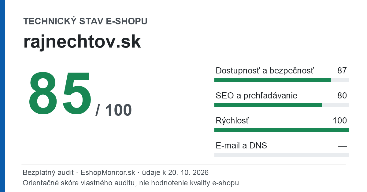 Zdieľacia karta: technický stav rajnechtov.sk 85 z 100