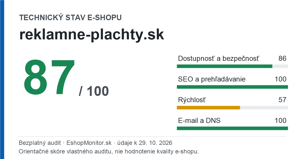 Zdieľacia karta: technický stav reklamne-plachty.sk 87 z 100