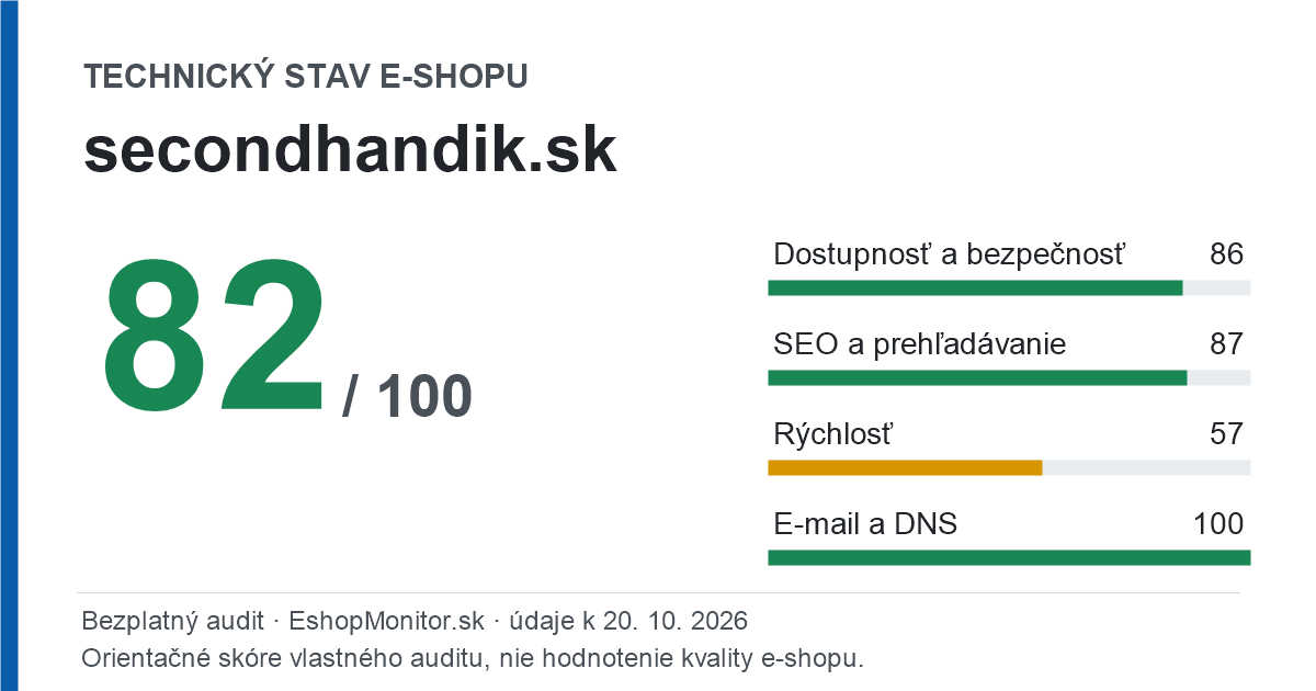 Zdieľacia karta: technický stav secondhandik.sk 82 z 100