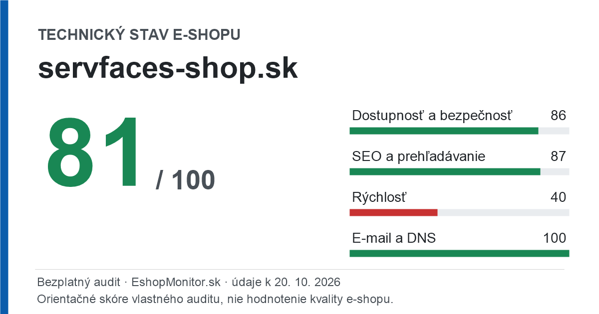 Zdieľacia karta: technický stav servfaces-shop.sk 81 z 100