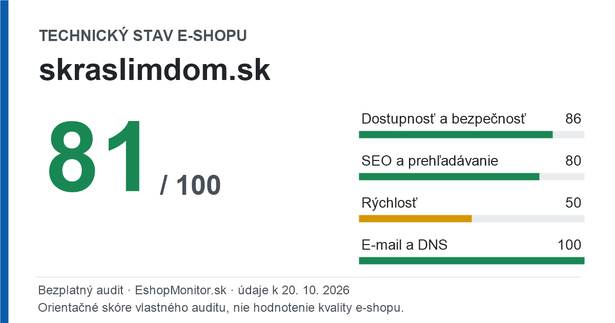 Zdieľacia karta: technický stav skraslimdom.sk 81 z 100