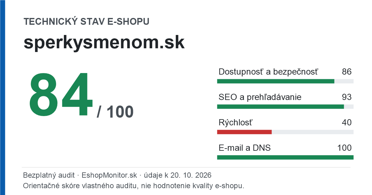 Zdieľacia karta: technický stav sperkysmenom.sk 84 z 100
