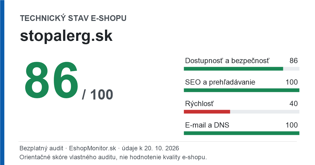 Zdieľacia karta: technický stav stopalerg.sk 86 z 100