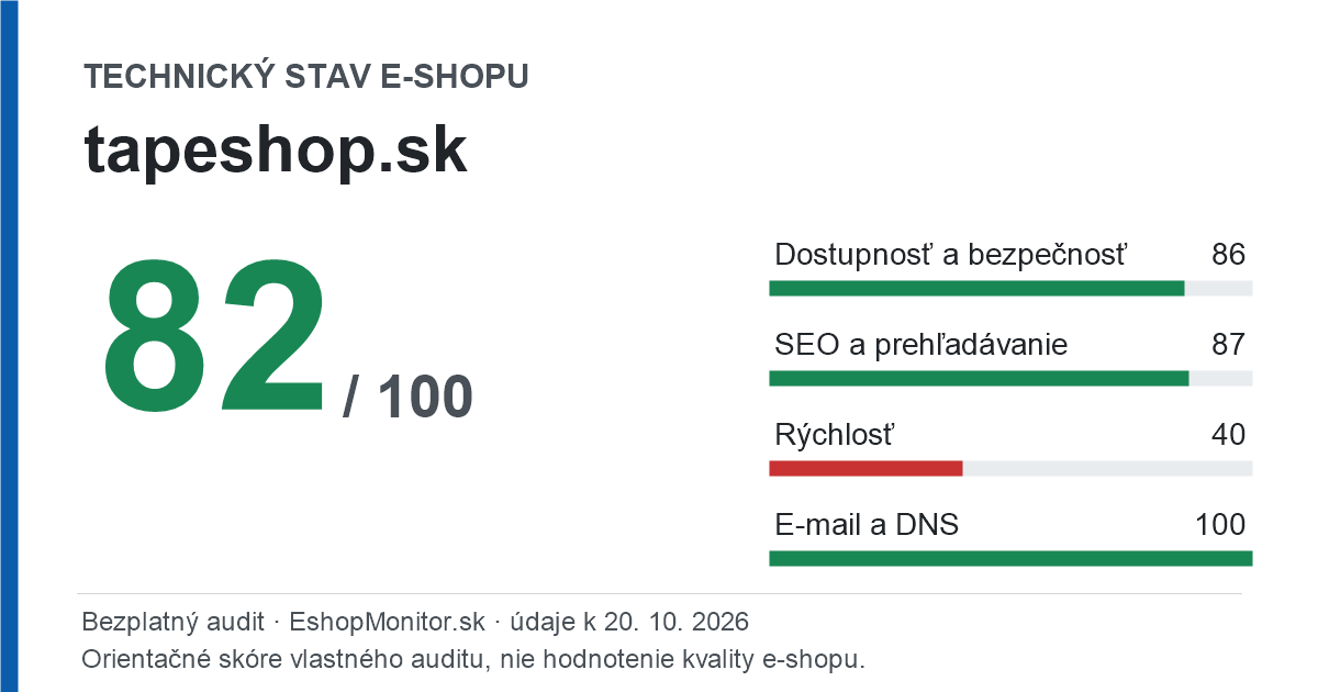 Zdieľacia karta: technický stav tapeshop.sk 82 z 100