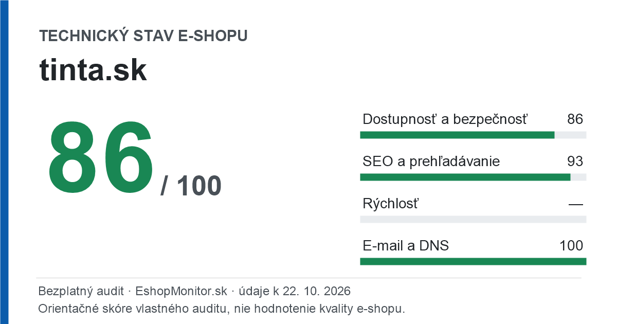 Zdieľacia karta: technický stav tinta.sk 86 z 100