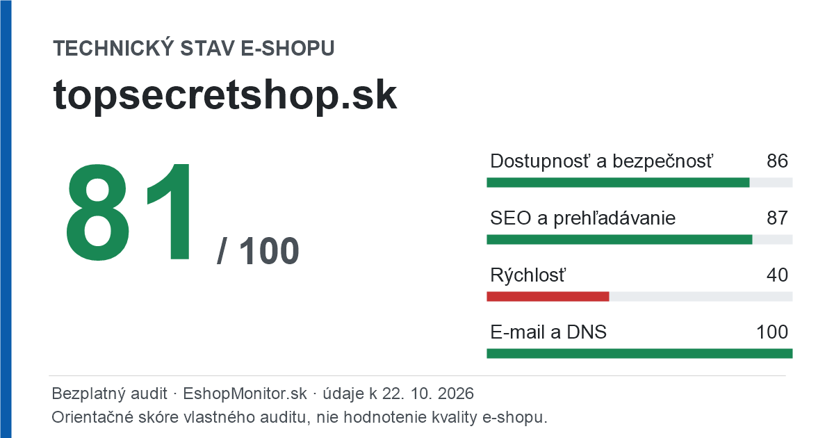 Zdieľacia karta: technický stav topsecretshop.sk 81 z 100