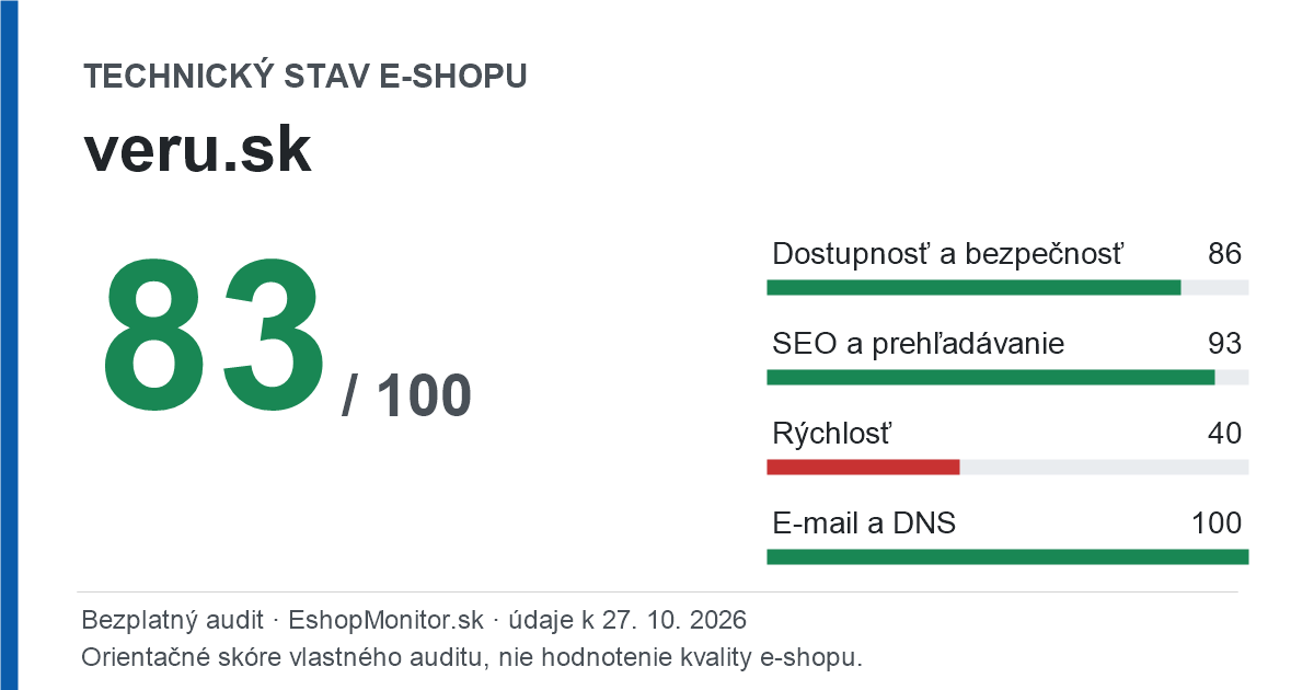 Zdieľacia karta: technický stav veru.sk 83 z 100