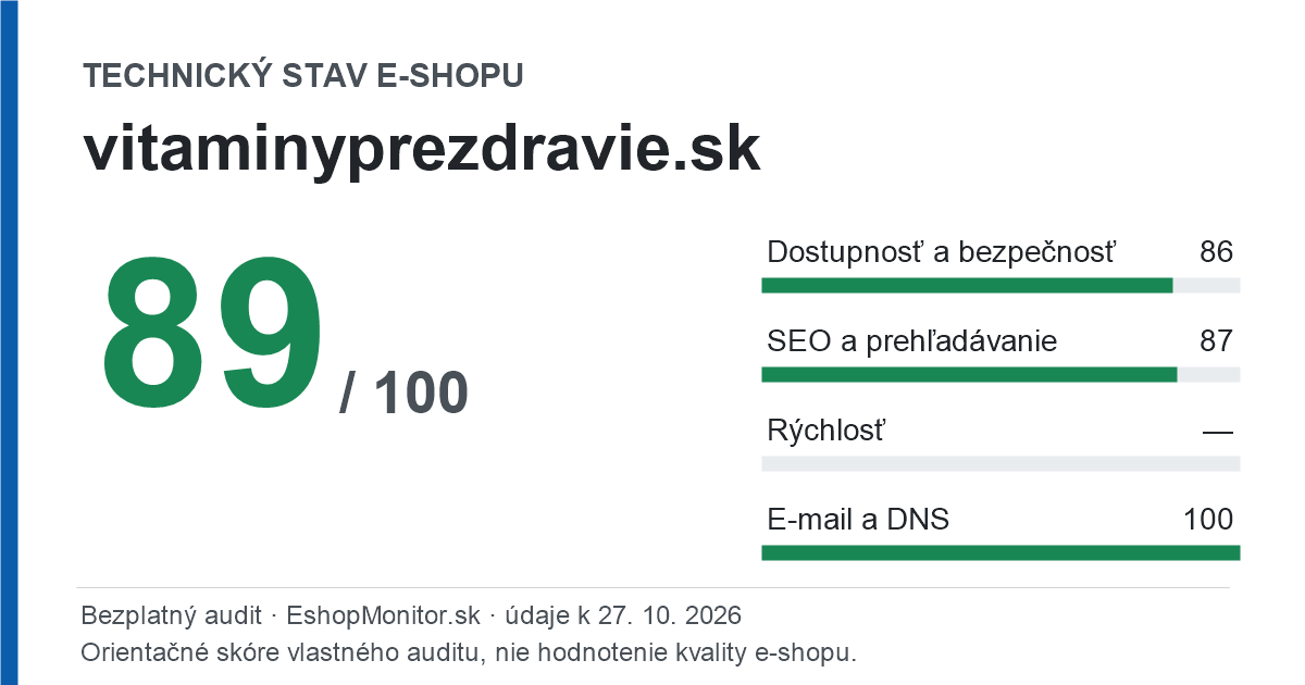Zdieľacia karta: technický stav vitaminyprezdravie.sk 89 z 100