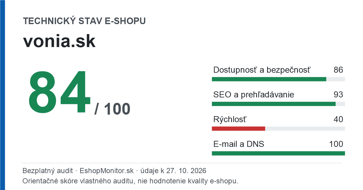 Zdieľacia karta: technický stav vonia.sk 84 z 100