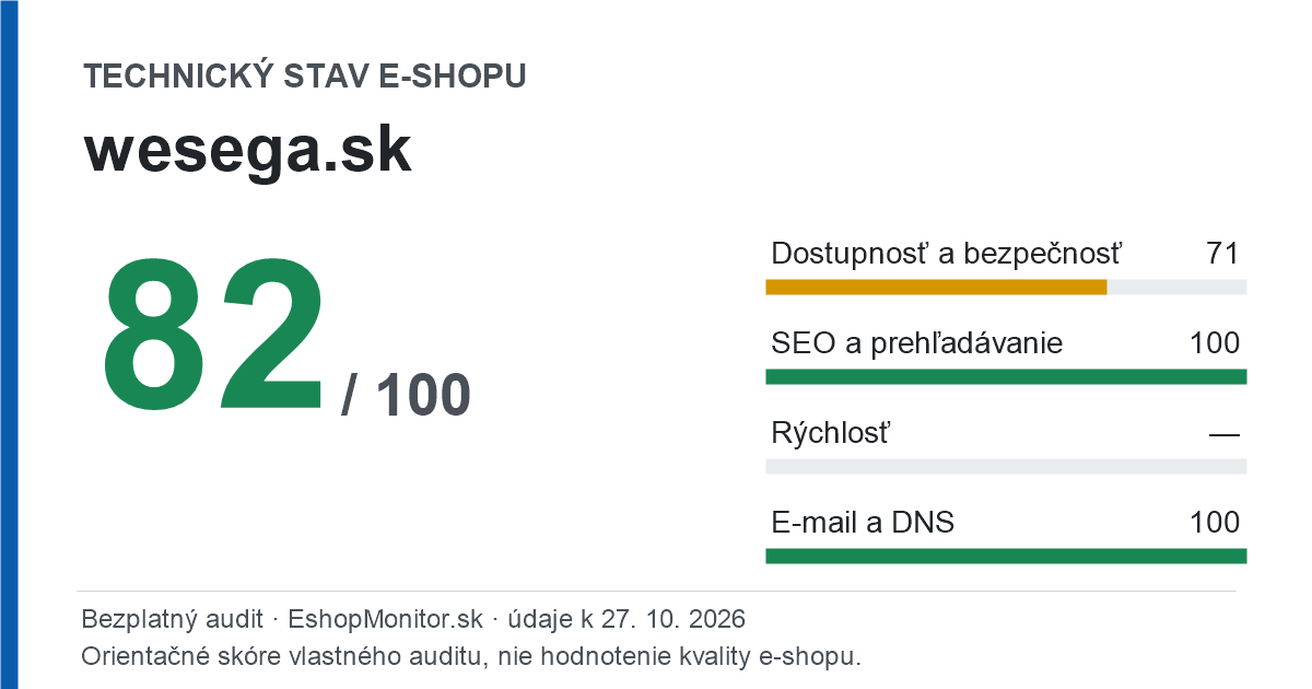 Zdieľacia karta: technický stav wesega.sk 82 z 100