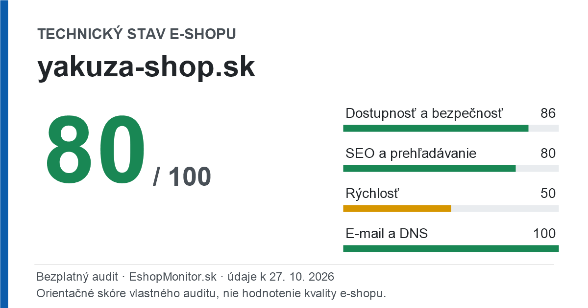 Zdieľacia karta: technický stav yakuza-shop.sk 80 z 100