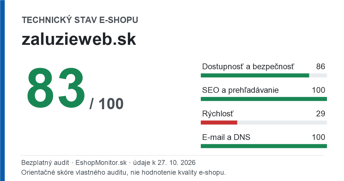 Zdieľacia karta: technický stav zaluzieweb.sk 83 z 100