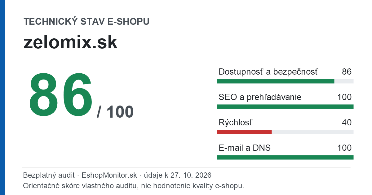 Zdieľacia karta: technický stav zelomix.sk 86 z 100